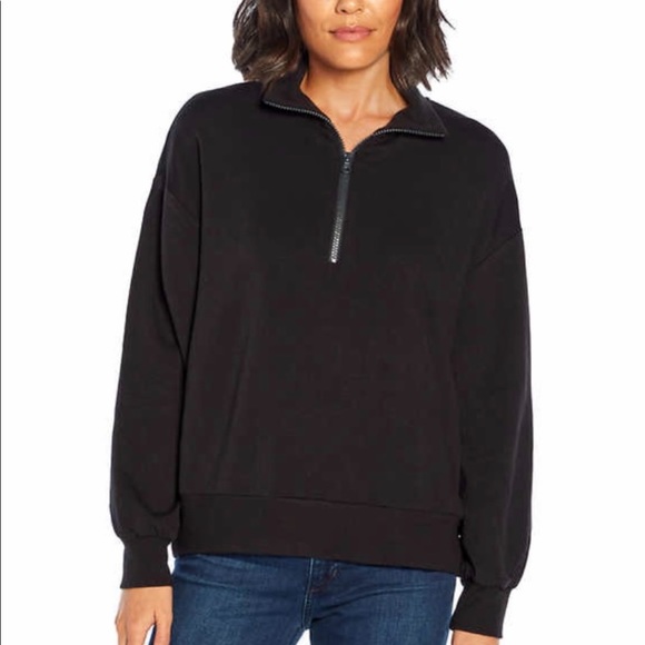 Three Dots Ladies Quarter Zip Pullover, Black - Picture 2 of 4